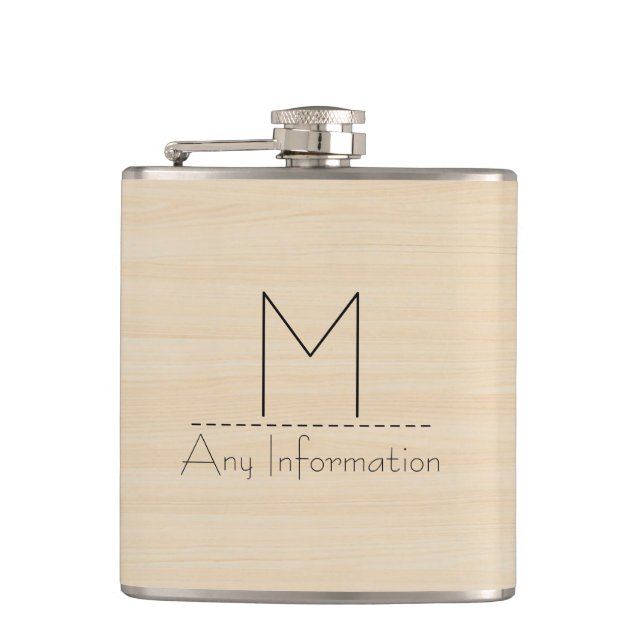 Wood Grain Texture Monogram Flask (Front)