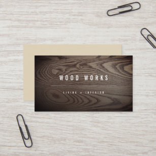 Wood Grain Texture Photo Minimalist Construction Business Card