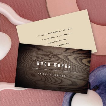 Wood Grain Texture Photo Minimalist Construction Business Card by color_therapy at Zazzle