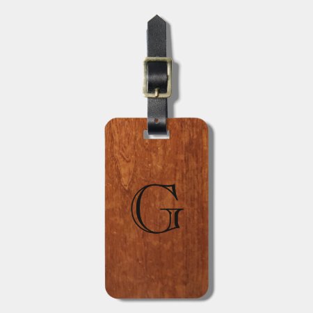 Wood Grain Texture | Rustic Monogram Luggage Tag
