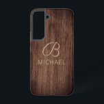 Wood Grain Timber With Monogram Personalized Name Samsung Galaxy S22 Case<br><div class="desc">Wood Grain Timber With Monogram Personalized Name Smartphone Samsung Galaxy Phone Case features a rustic timber wood background with your monogram and personalized name. Perfect gift for Christmas,  birthday,  Father's Day and more. Designed by © Evco Studio</div>