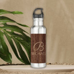 Wood Grain Timber With Monogram Personalized Name Stainless Steel Water Bottle<br><div class="desc">Wood Grain Timber With Monogram Personalized Name water bottle features a piece of rustic timber with a monogram and personalized name. Personalize by editing the text in the text box or delete for no text. Designed by ©Evco Studio www.zazzle.com/store/evcostudio</div>