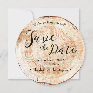 Wood Grain Tree bark Cut Engagement Photo Website Invitation