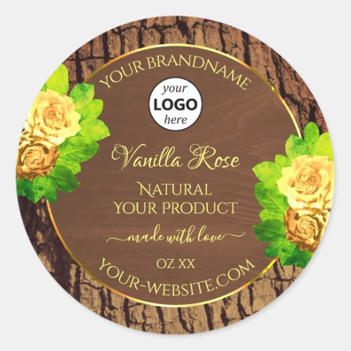 Wood Grain Tree Bark Floral Product Label and Logo