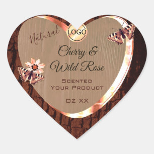Wood Grain Tree Bark Product Label Butterfies Logo