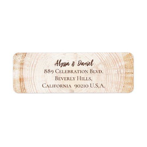 Wood grain tree bark rustic wedding Custom Script Label