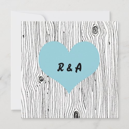 Wood Grain Tree Blue Wedding Invitations