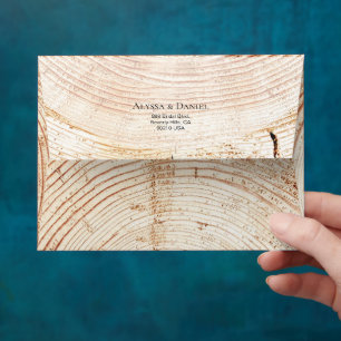 Wood grain tree ring Custom Unique address Envelope