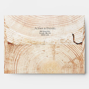 Wood grain tree ring wedding Custom address  Envelope