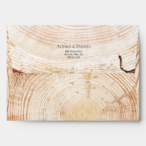 Wood grain tree ring wedding Custom address  Envelope