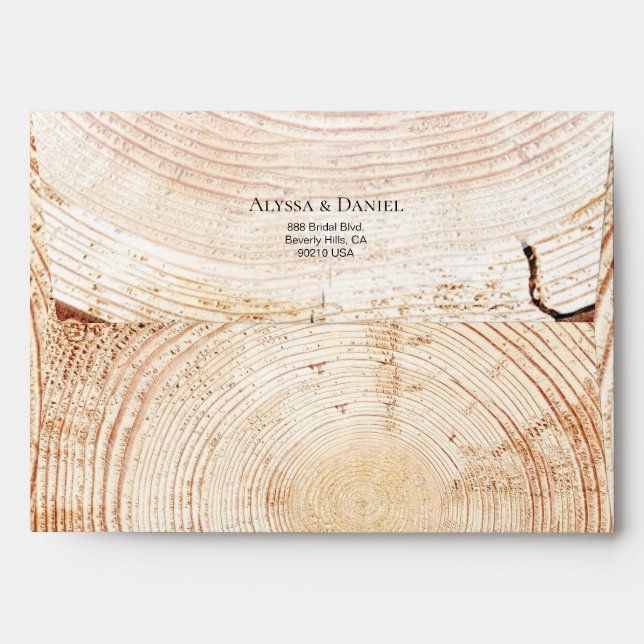 Wood grain tree ring wedding Custom address  Envelope (Back (Top Flap))