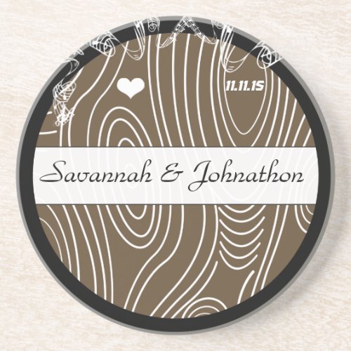 Wood Grain Tree Save the Date Coaster