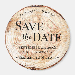 Wood grain tree slice Save the Date Magnet