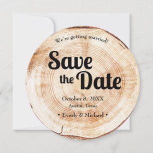 Wood Grain Tree Stylish Engagement Photo unique Invitation