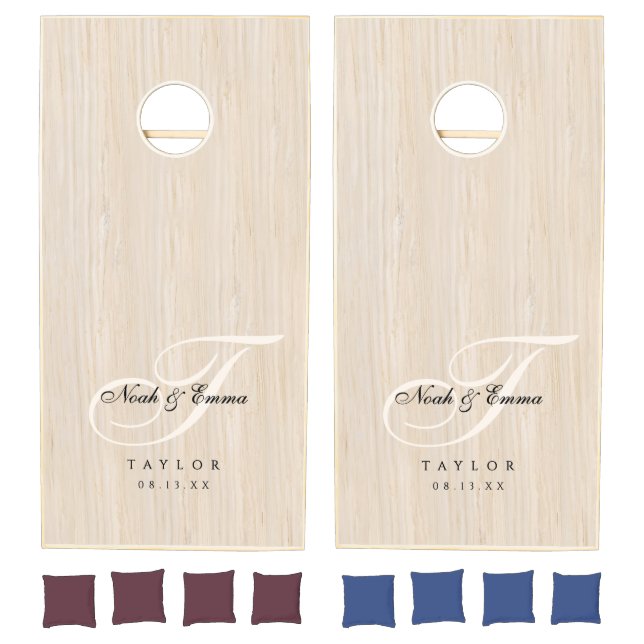 Wood Grain Wedding Cornhole Set (Set)