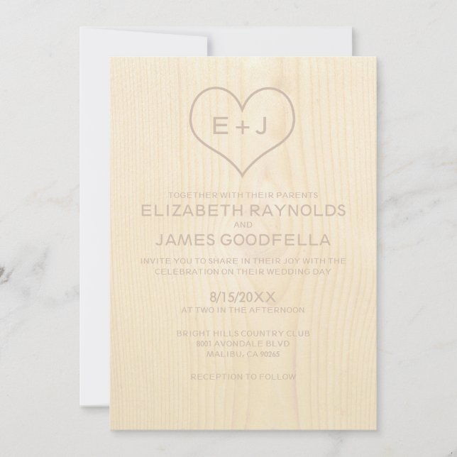 Wood Grain Wedding Invitations (Front)