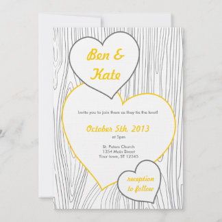 Wood Grain Wedding Invitations - Yellow and Grey