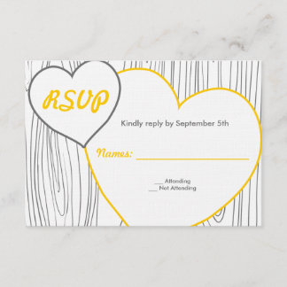 Wood Grain Wedding RSVP cards - Yellow and Grey