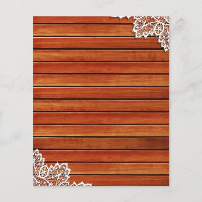 Wood Grain & White Lace Scrapbook Paper (Front)