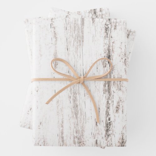 Wood Grain White Rustic Country Texture Decoupage Wrapping Paper Sheets