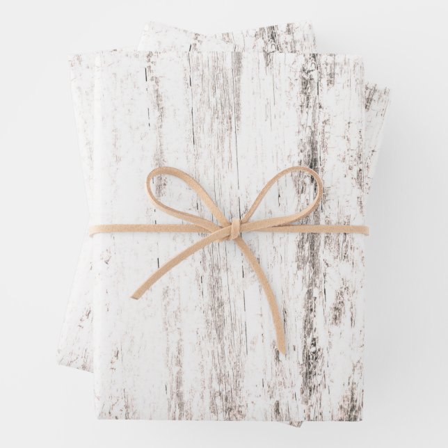 Wood Grain White Rustic Country Texture Decoupage Wrapping Paper Sheets (In situ)