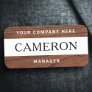 Wood grain with name, title and company name tag