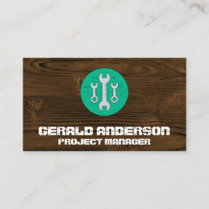 Wood Grain   Wrench Tools Business Card