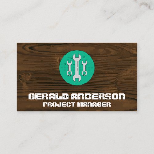 Wood Grain  Wrench Tools Business Card