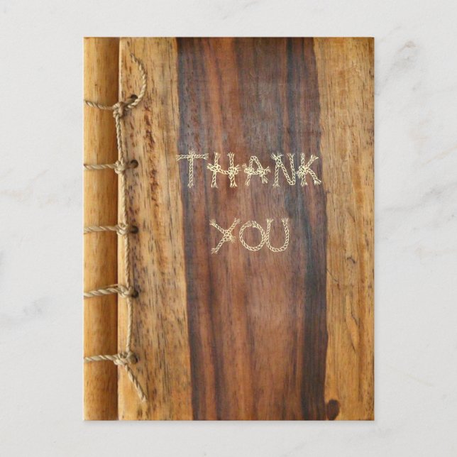 Wood Grained Laced Thank You Postcard. Postcard (Front)
