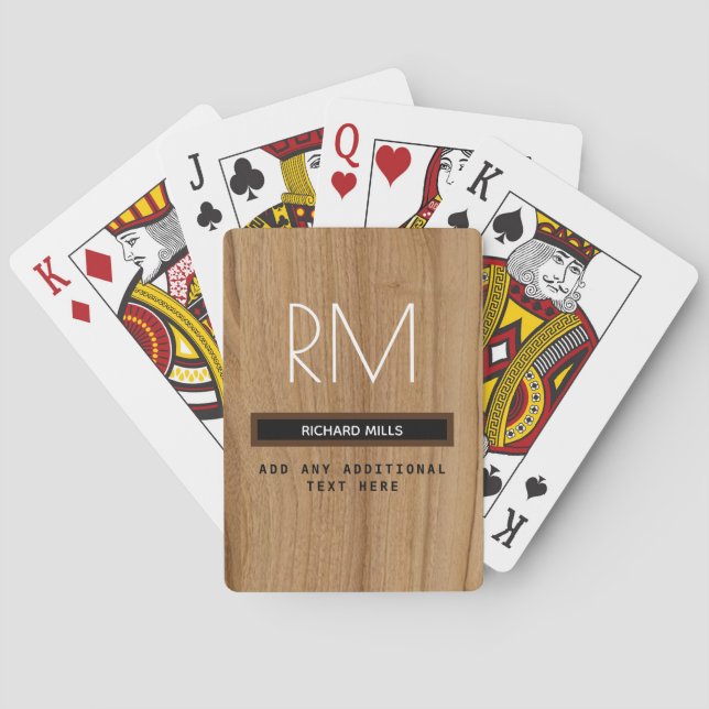 wood grains (not real wood) monogram poker cards (Back)