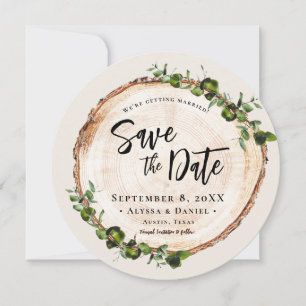 Wood Green Foliage Handlettering QR code wedding Invitation