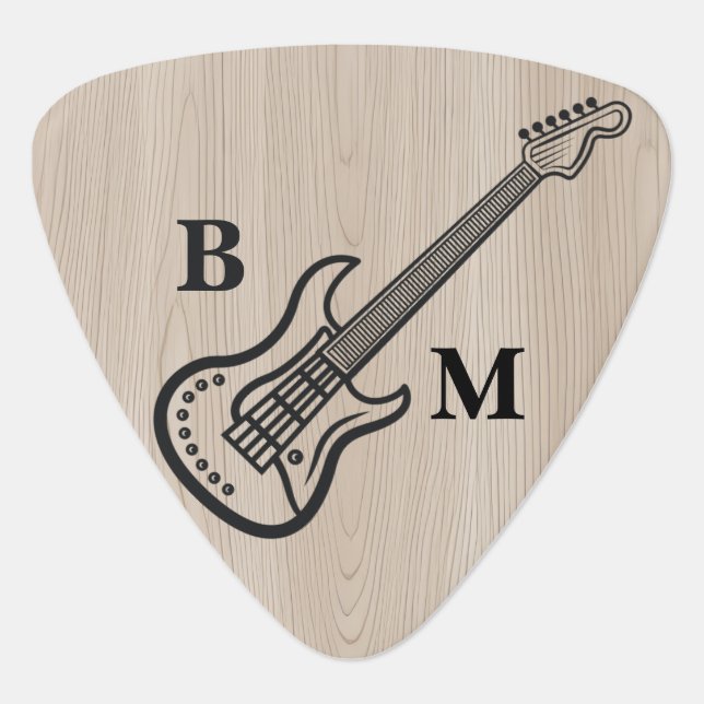 Wood & Guitar Guitar Pick (Front)