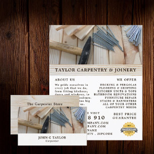 Wood, Hammer & Nails, Carpentry, Carpenter Business Card