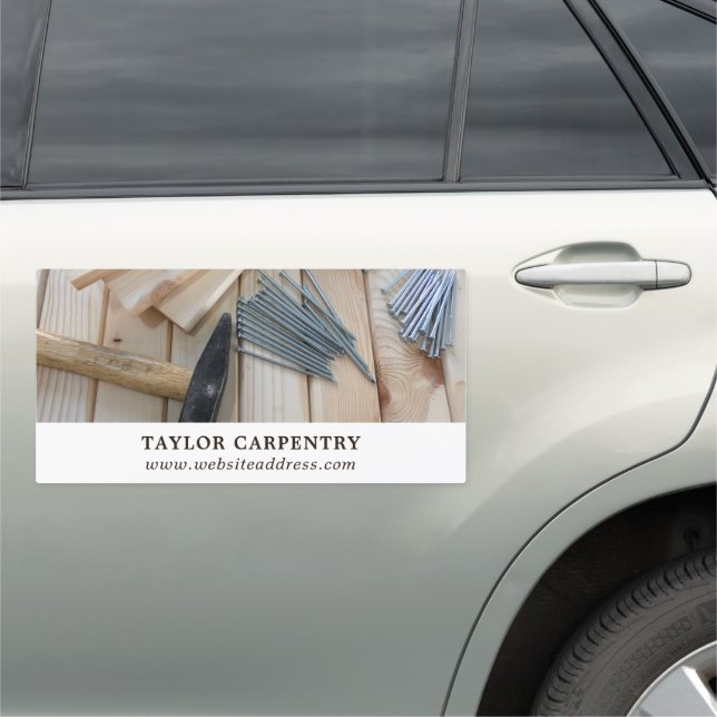 Wood, Hammer & Nails, Carpentry, Carpenter Car Magnet (In Situ)