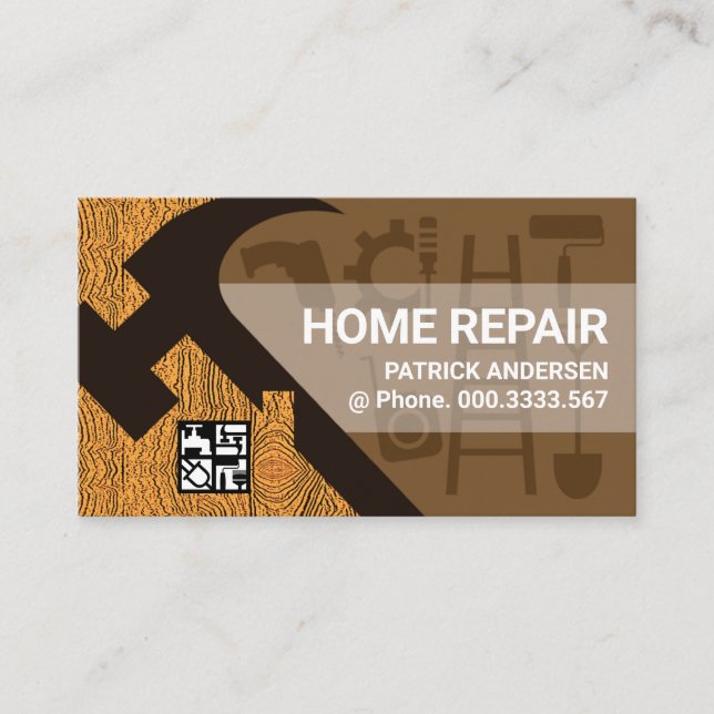 Wood Hammer Rooftop Building Business Card (Front)