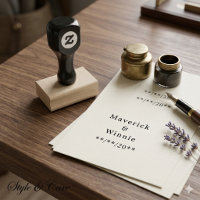 Wood Handle Stamp with Couple’s Name and Date