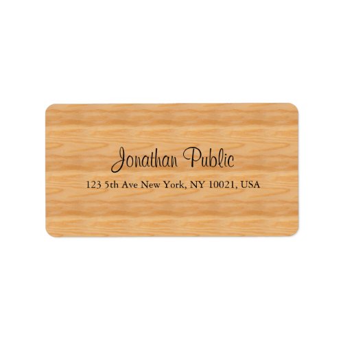 Wood Handwritten Script Name Text Elegant Address Label