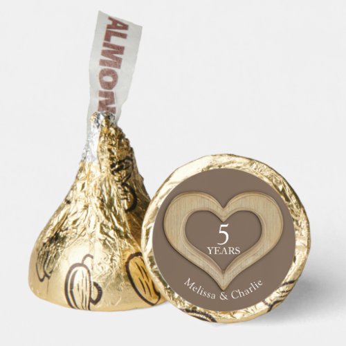 Wood heart 5th wedding anniversary custom hersheys kisses