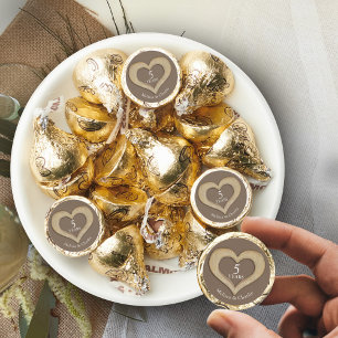 Wood heart 5th wedding anniversary custom hershey®'s kisses®