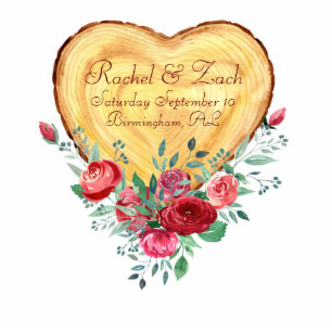 Wood heart and roses Country Love custom magnet