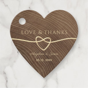Wood Heart Wedding Thank You Favor Tags