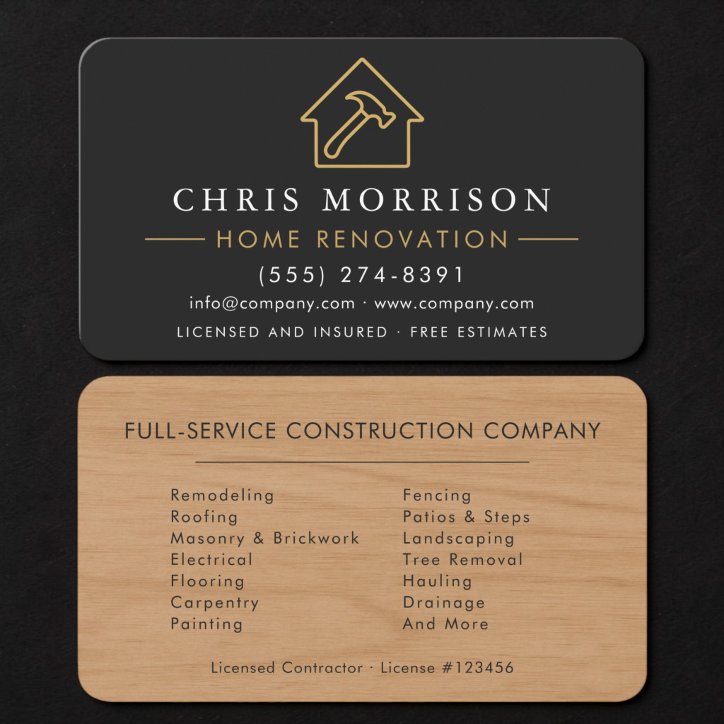Wood Home Improvement Business Card