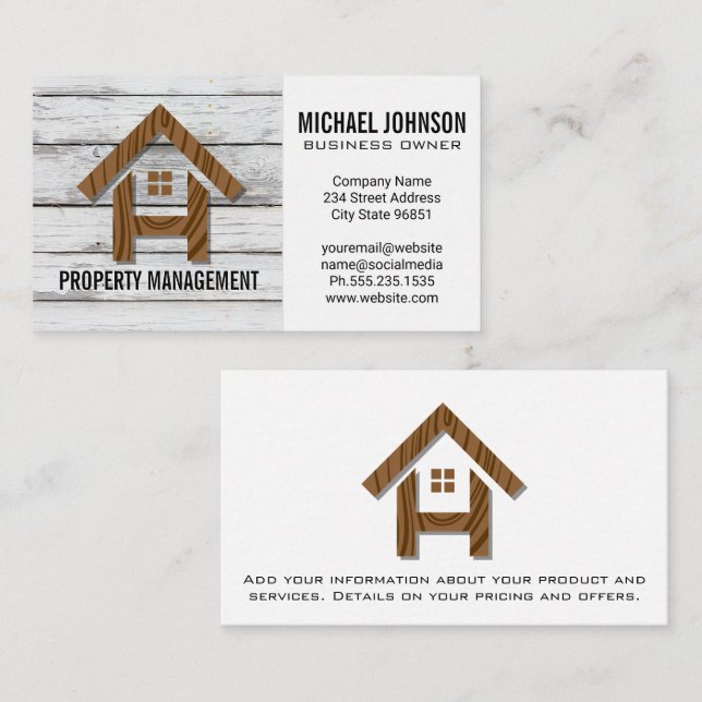 Wood House Logo | Builder Carpentry Business Card (Front/Back)