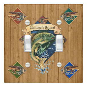 Wood IMAGE Fishing Retreat Light Switch Cover