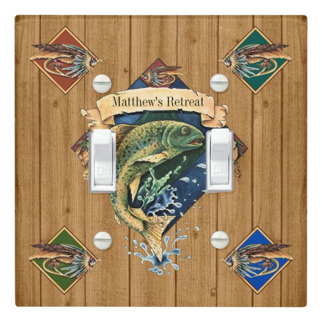 Wood IMAGE Fishing Retreat Light Switch Cover (In Situ)