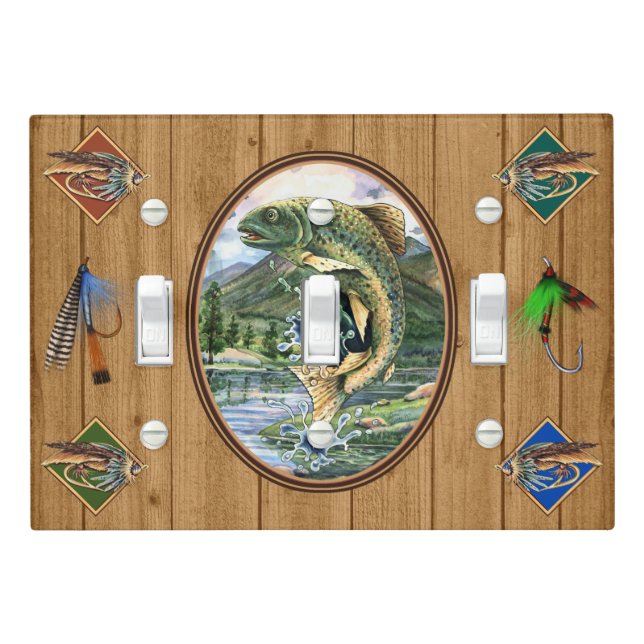 Wood IMAGE Fishing Retreat Light Switch Cover (In Situ)