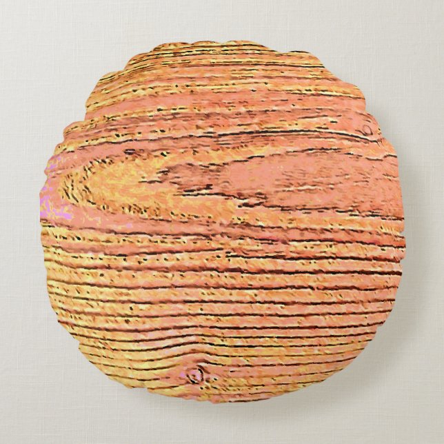 wood imitation rustic and nature lovers round pillow (Front)