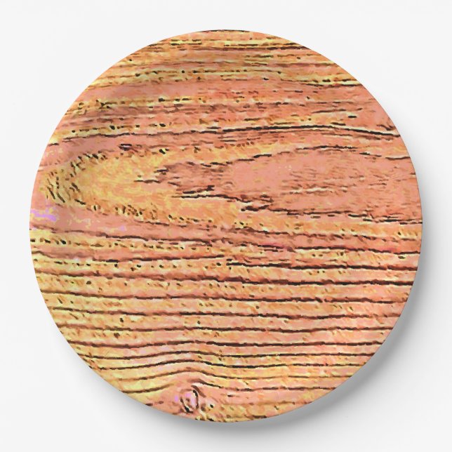 wood imitation rustic  paper plates (Front)