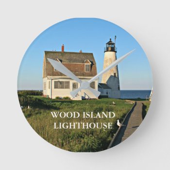 Wood Island Lighthouse Maine Wall  Clock by LighthouseGuy at Zazzle