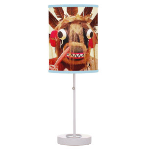 Wood kachina doll photo bold cute funny face table lamp